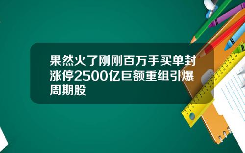 果然火了刚刚百万手买单封涨停2500亿巨额重组引爆周期股