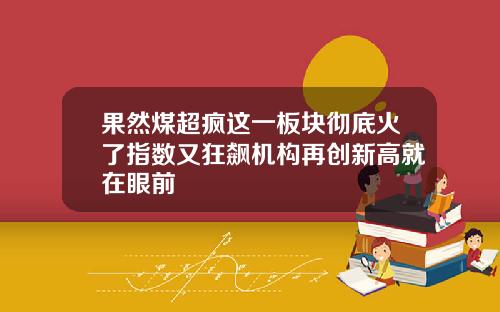 果然煤超疯这一板块彻底火了指数又狂飙机构再创新高就在眼前