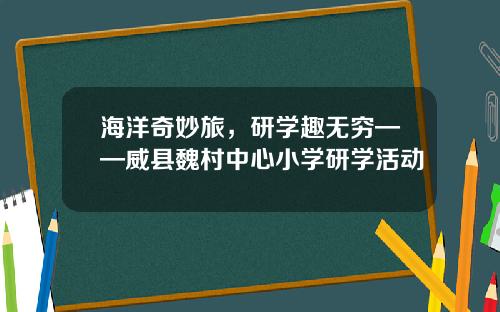 海洋奇妙旅，研学趣无穷——威县魏村中心小学研学活动