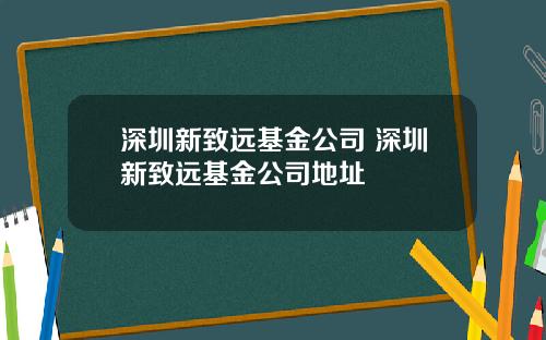 深圳新致远基金公司 深圳新致远基金公司地址