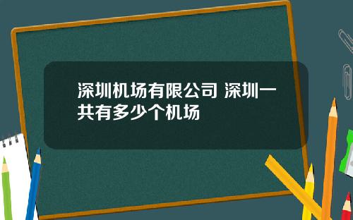 深圳机场有限公司 深圳一共有多少个机场