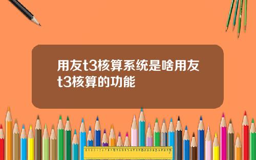 用友t3核算系统是啥用友t3核算的功能