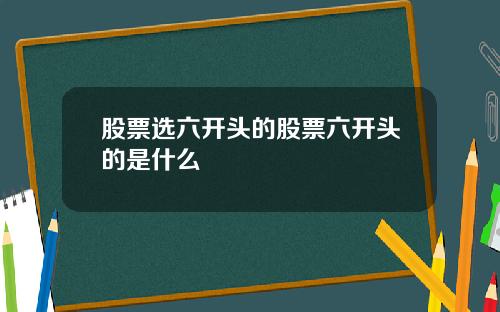 股票选六开头的股票六开头的是什么