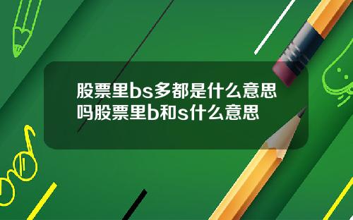 股票里bs多都是什么意思吗股票里b和s什么意思