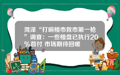 菏泽“打响楼市救市第一枪”调查：一些楼盘已执行20%首付 市场期待回暖