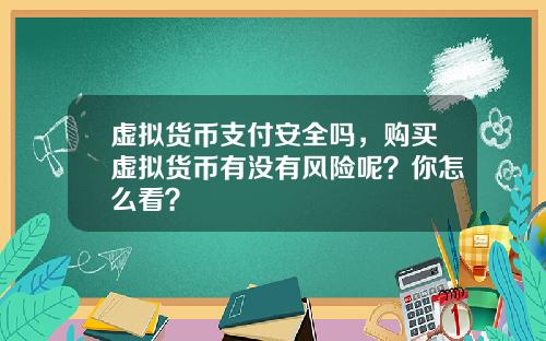 虚拟货币支付安全吗，购买虚拟货币有没有风险呢？你怎么看？