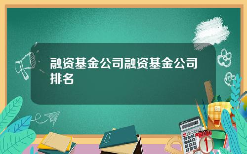 融资基金公司融资基金公司排名
