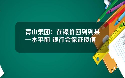 青山集团：在镍价回到到某一水平前 银行会保证授信