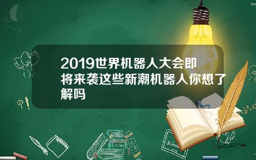 2019世界机器人大会即将来袭这些新潮机器人你想了解吗