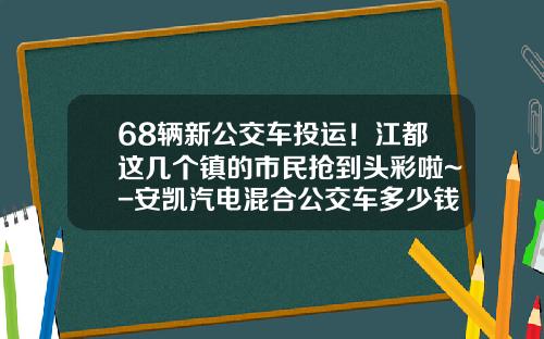 68辆新公交车投运！江都这几个镇的市民抢到头彩啦~-安凯汽电混合公交车多少钱