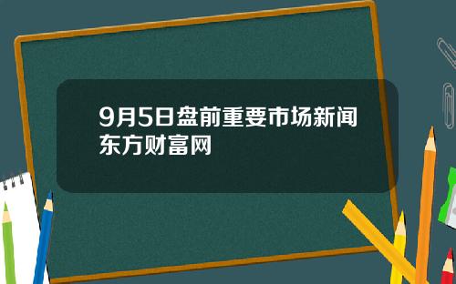 9月5日盘前重要市场新闻东方财富网