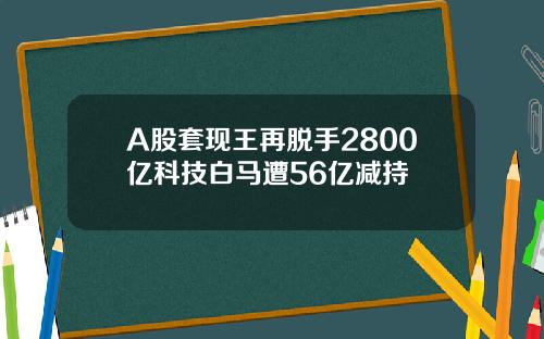 A股套现王再脱手2800亿科技白马遭56亿减持