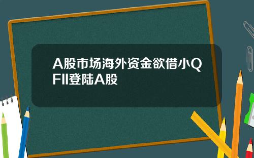 A股市场海外资金欲借小QFII登陆A股