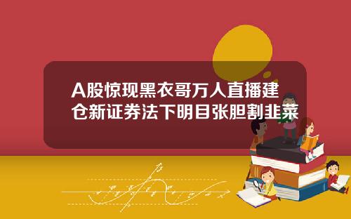 A股惊现黑衣哥万人直播建仓新证券法下明目张胆割韭菜