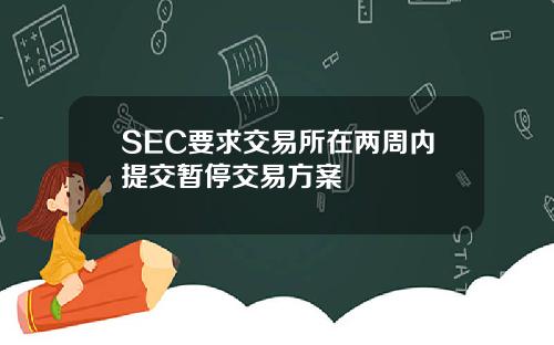 SEC要求交易所在两周内提交暂停交易方案
