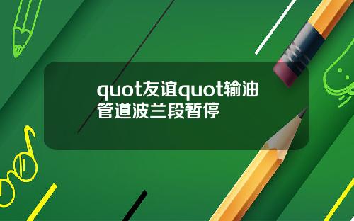 quot友谊quot输油管道波兰段暂停