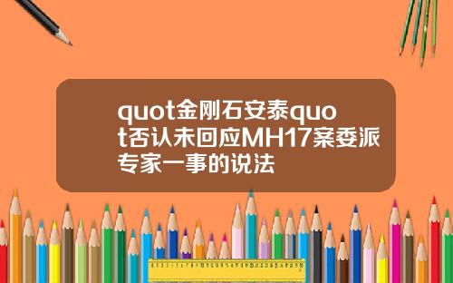 quot金刚石安泰quot否认未回应MH17案委派专家一事的说法
