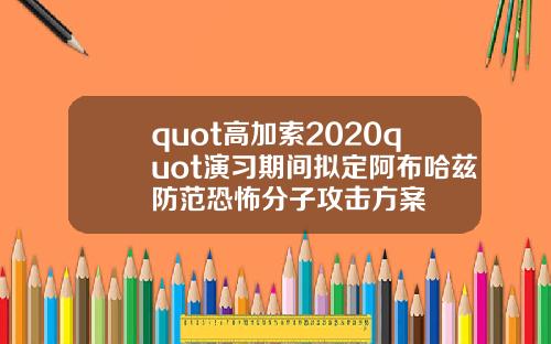 quot高加索2020quot演习期间拟定阿布哈兹防范恐怖分子攻击方案