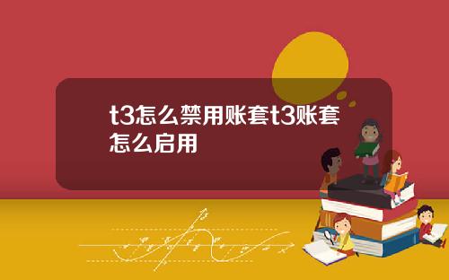 t3怎么禁用账套t3账套怎么启用