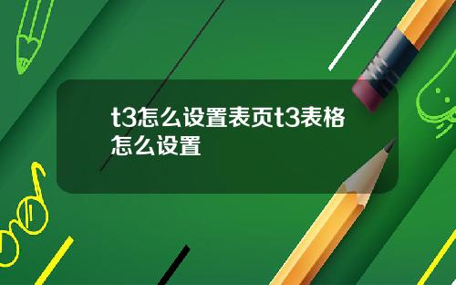t3怎么设置表页t3表格怎么设置