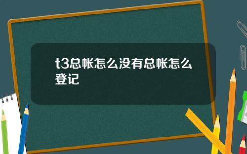 t3总帐怎么没有总帐怎么登记