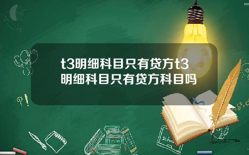 t3明细科目只有贷方t3明细科目只有贷方科目吗