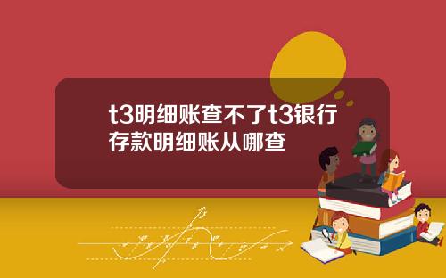 t3明细账查不了t3银行存款明细账从哪查