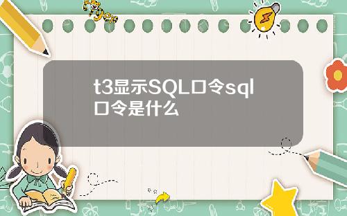 t3显示SQL口令sql口令是什么