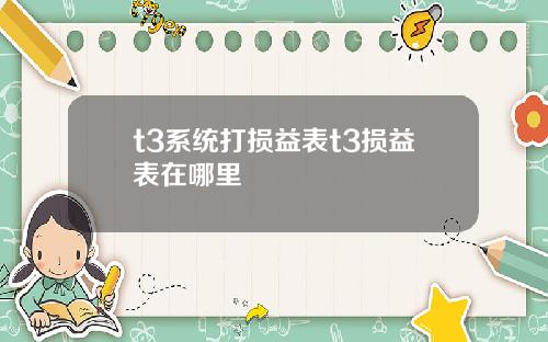 t3系统打损益表t3损益表在哪里
