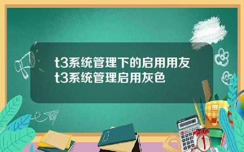 t3系统管理下的启用用友t3系统管理启用灰色