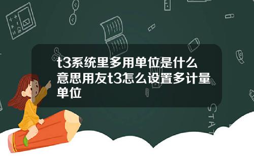 t3系统里多用单位是什么意思用友t3怎么设置多计量单位
