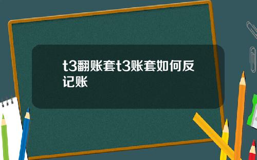 t3翻账套t3账套如何反记账