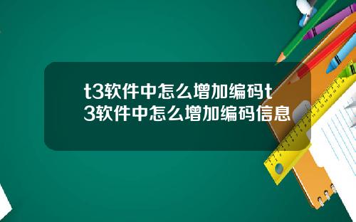 t3软件中怎么增加编码t3软件中怎么增加编码信息