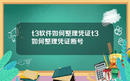 t3软件如何整理凭证t3如何整理凭证断号