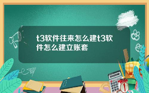 t3软件往来怎么建t3软件怎么建立账套