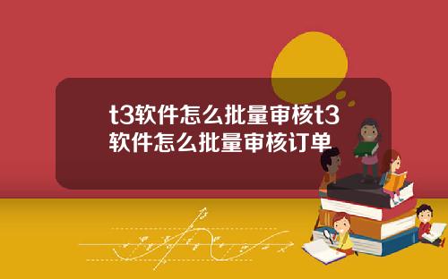 t3软件怎么批量审核t3软件怎么批量审核订单