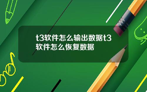 t3软件怎么输出数据t3软件怎么恢复数据