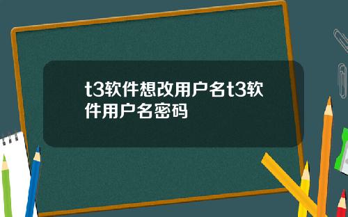 t3软件想改用户名t3软件用户名密码