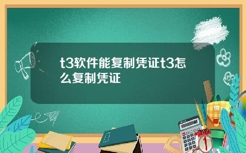 t3软件能复制凭证t3怎么复制凭证