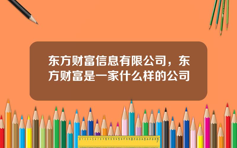 东方财富信息有限公司，东方财富是一家什么样的公司