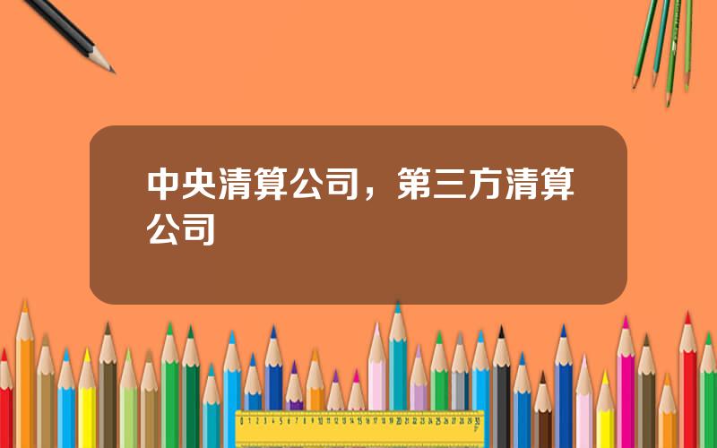 中央清算公司，第三方清算公司