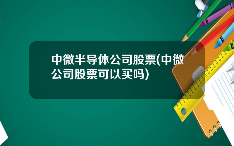 中微半导体公司股票(中微公司股票可以买吗)