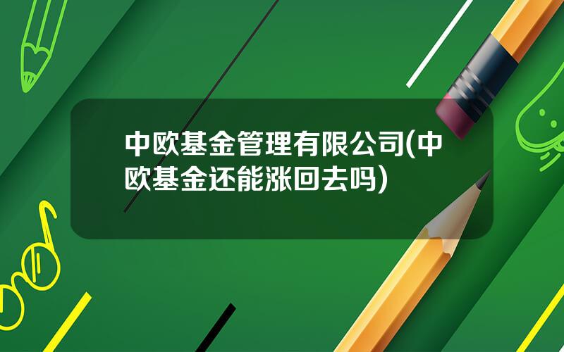 中欧基金管理有限公司(中欧基金还能涨回去吗)