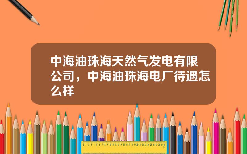 中海油珠海天然气发电有限公司，中海油珠海电厂待遇怎么样