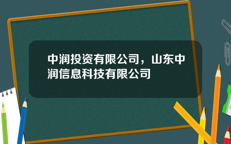 中润投资有限公司，山东中润信息科技有限公司