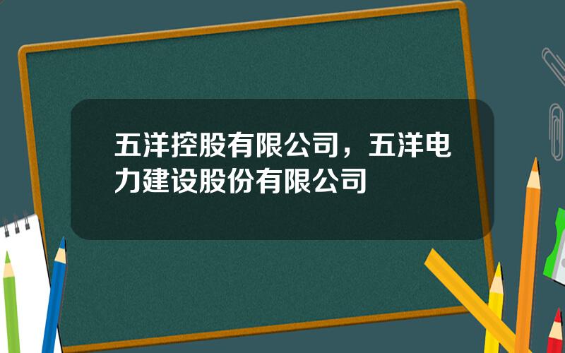 五洋控股有限公司，五洋电力建设股份有限公司