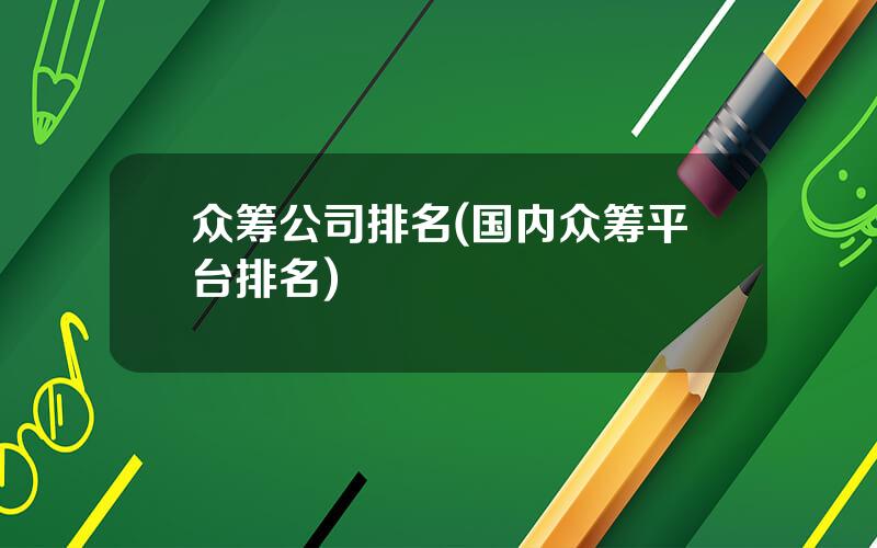 众筹公司排名(国内众筹平台排名)
