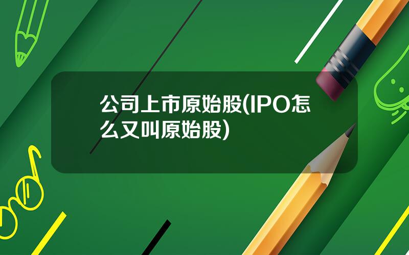 公司上市原始股(IPO怎么又叫原始股)