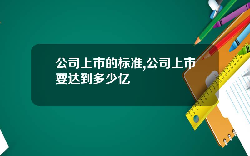 公司上市的标准,公司上市要达到多少亿