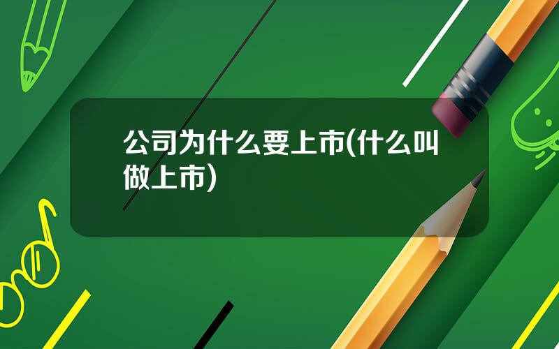 公司为什么要上市(什么叫做上市)
